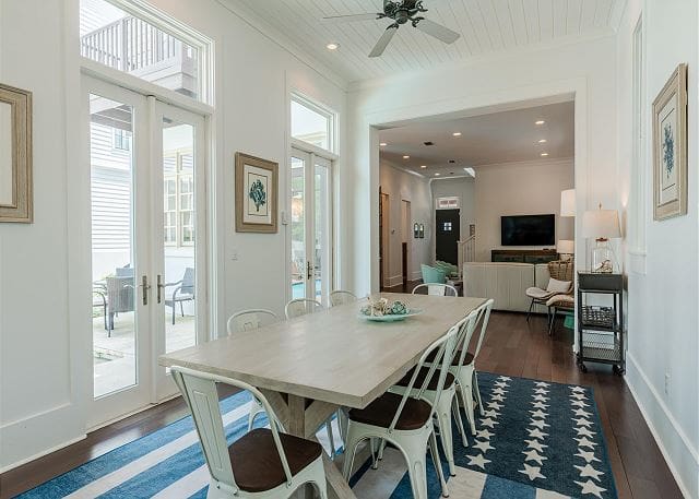 Sea La Vie Rosemary is a 4-bedroom home located in Rosemary Beach that can comfortably sleep up to 12 guests. This home offers beach access and walking/biking distance to shops and restaurants. The star of this home is the beautiful private pool, perfect for family gatherings.