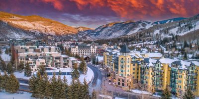 Vail,Colorado,Downtown,Drone,Skyline,Aerial