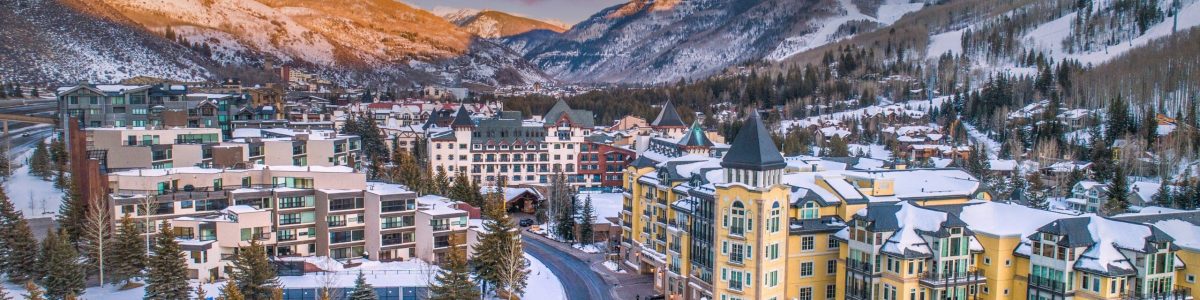 Vail,Colorado,Downtown,Drone,Skyline,Aerial